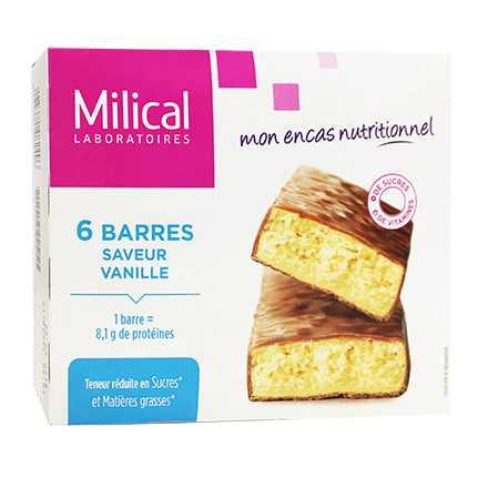 MILICAL Barres minceur hyperprotéinées goût vanille x 6