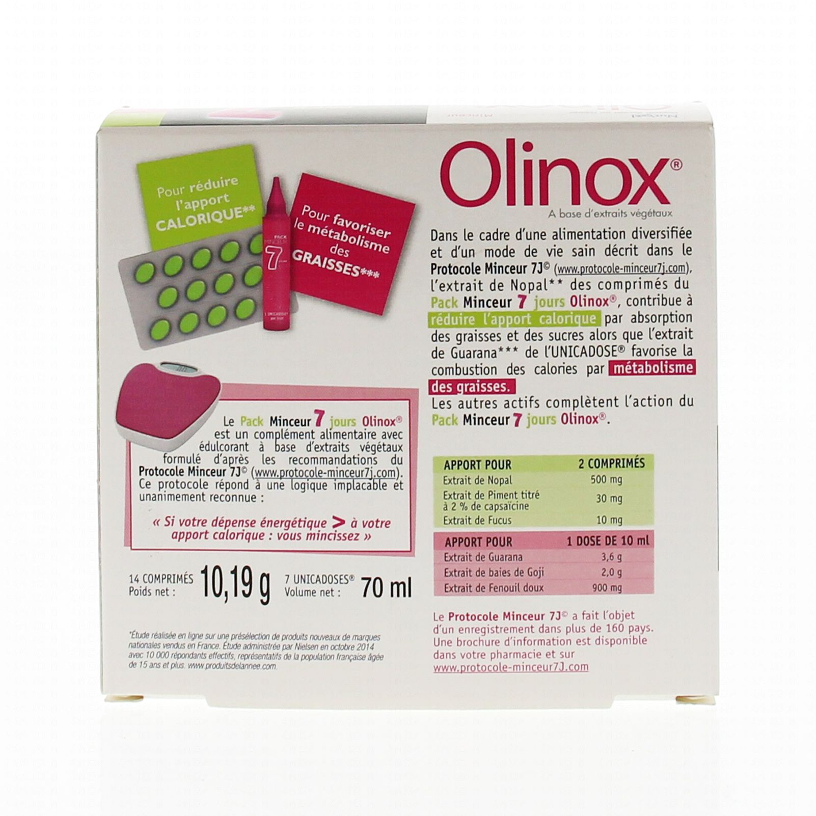 OLINOX Pack minceur 7 jours comprenant 14 comprimés et 7 OLINOX Pack minceur 7 jours comprenant 14 comprimés et 7