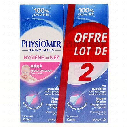 PHYSIOMER Bébé Hygiène du nez micro-diffusion (lot de 2 flacons 115ml)