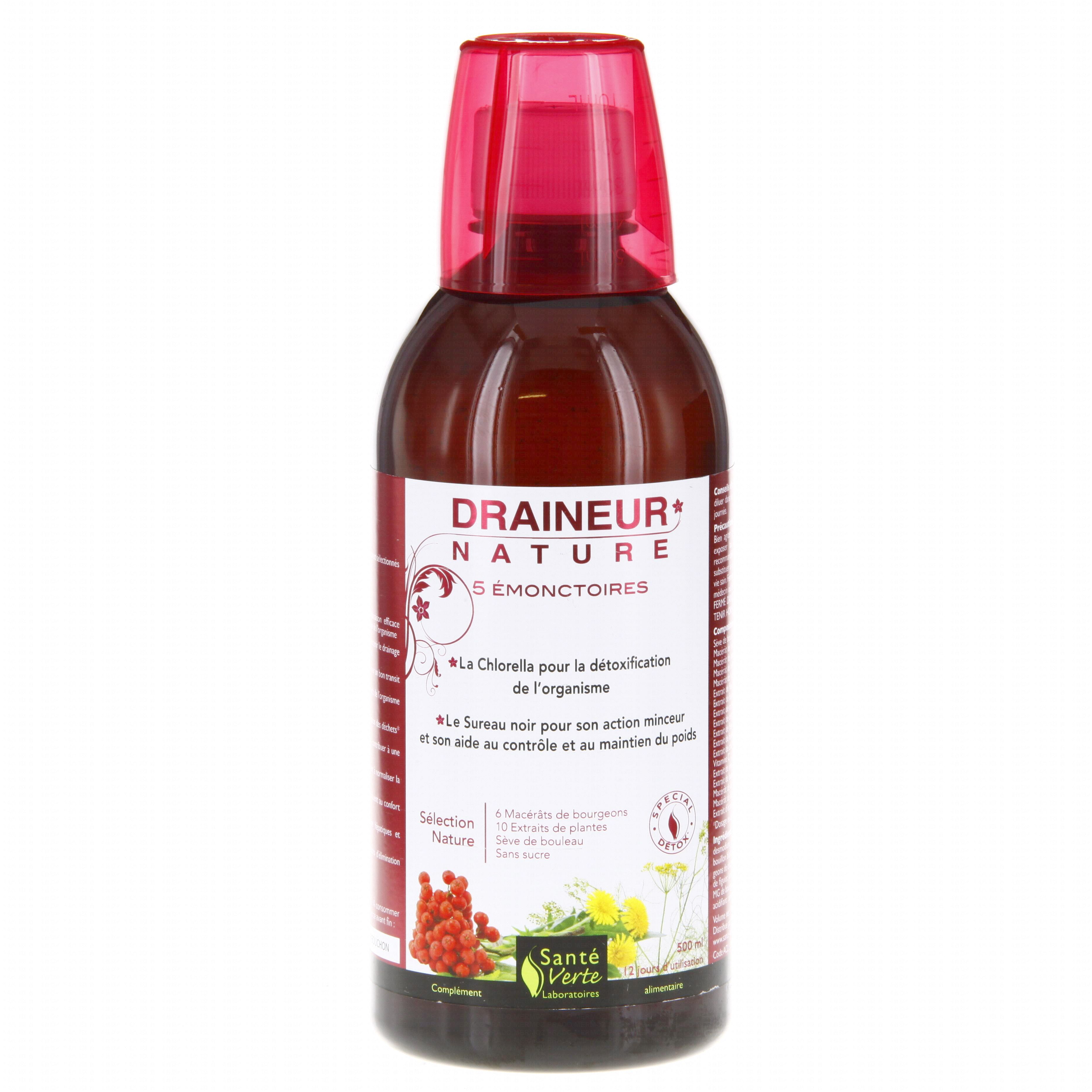SANTE VERTE Draineur nature 5 émonctoires flacon 500ml SANTE VERTE Draineur nature 5 émonctoires flacon 500ml
