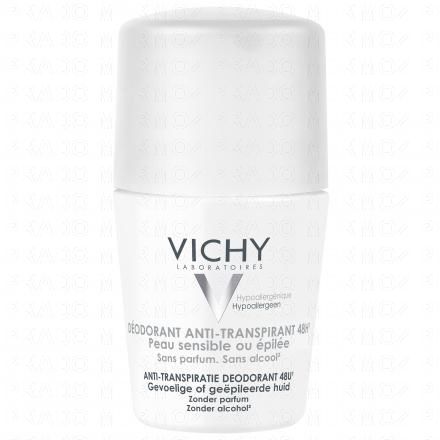 VICHY Déodorant anti-transpirant 48h peau sensible ou épilée (roll'on 50ml)