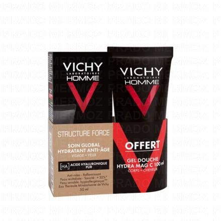VICHY Homme structure force soin global hydratant anti-âge (tube 50ml + gel douche 100ml offert)