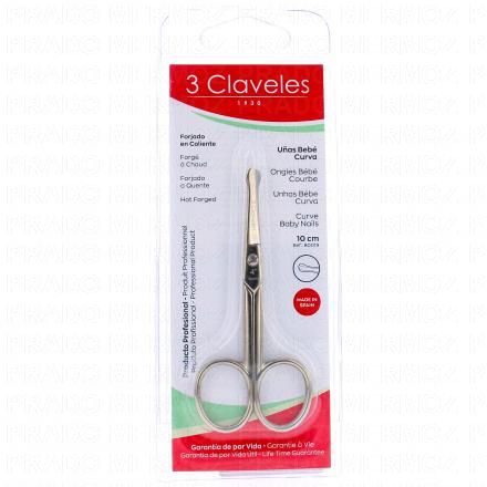 3 CLAVELES Ciseaux Ongles Bébé Courbe 10cm