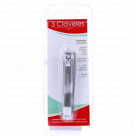 3 CLAVELES Coupe ongles avec lime grand modèle 8 cm