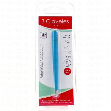 3 CLAVELES Pince à épiler biais en inox bleu 9 cm