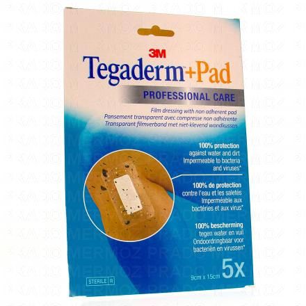 3M Tegaderm+Pad Professional care Pansement transparent avec compresse (5 pansements 9cm x 15cm)