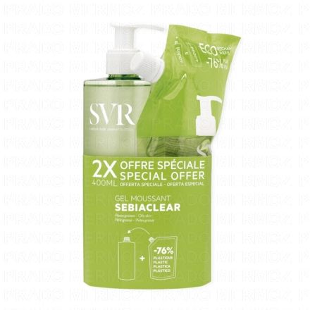 SVR Sebiaclear - Gel moussant (flacon 400ml + recharge 400ml)