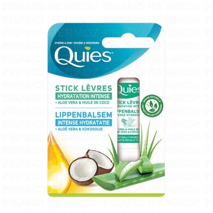 QUIES Stick lèvres hydratation intense aloe vera et coco 4.5g