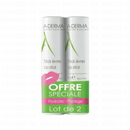 A-DERMA Les indispensables - Stick Lèvres lot de 2