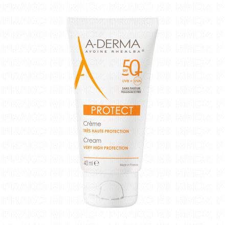 A-DERMA Protect Crème très haute protection peaux fragiles sèches SPF 50 tube 40ml
