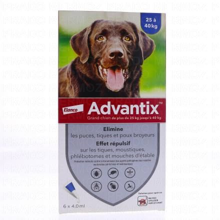 ADVANTIX Pipettes Antiparasitaires Grands Chiens 25 à 40kg ((6 x 4ml))