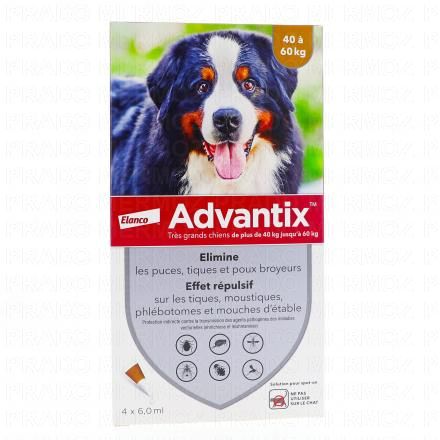 ADVANTIX Pipettes Antiparasitaires Très Grands Chiens 40 à 60kg ((4 x 6ml))
