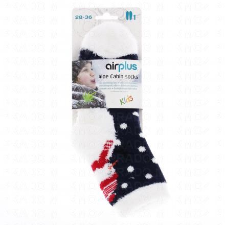 AIRPLUS Aloe Cabin Socks Chaussettes Femme/Enfant X1 paire (bleue motif bonhomme de neige)