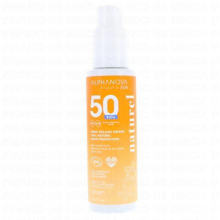 ALPHANOVA Organic Sun - Protection solaire enfant SPF 50 haute spray 125g