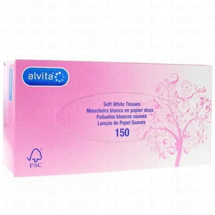 ALVITA Mouchoirs blancs en papier doux boite de 150