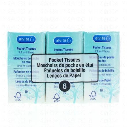 ALVITA Mouchoirs blancs en papier doux (6 paquets de 10)