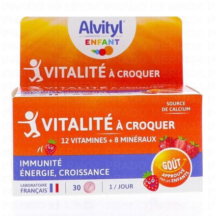 ALVITYL Vitalité - Comprimés à croquer goût fraise boîte de 30 comprimés