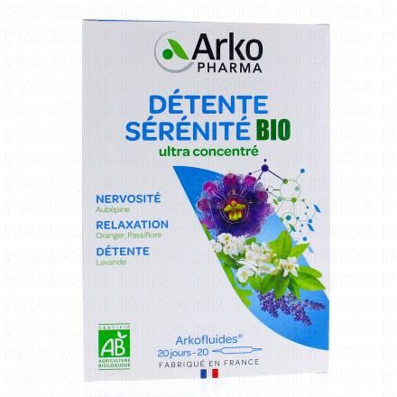 ARKOPHARMA Arkofluides DETENTE SERENITE sommeil BIO boîte 20 ampoules