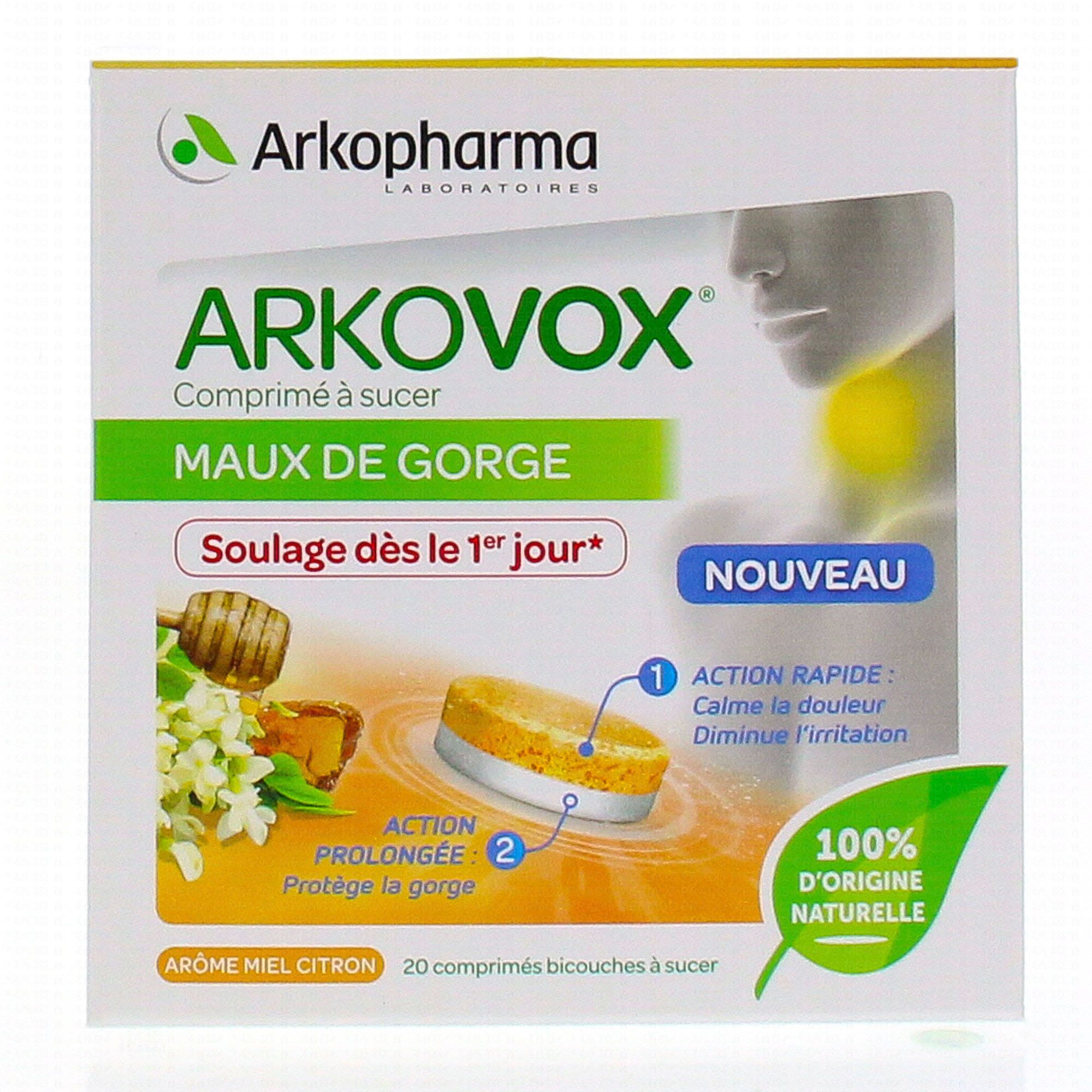 ARKOPHARMA Arkovox maux de comprimés bicouches à sucer x 20 ARKOPHARMA Arkovox maux de comprimés bicouches à sucer x 20