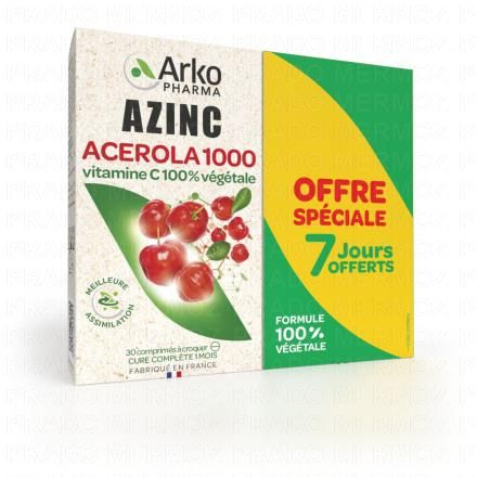ARKOPHARMA Azinc - Acerola 1000 lot de 2x30 comprimés à croquer