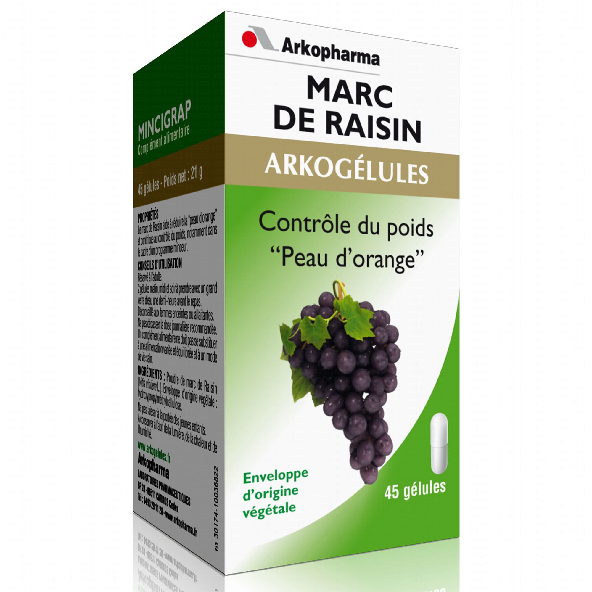 ARKOPHARMA Arkogélules marc de raisin poids & peau d'orange boîte 45