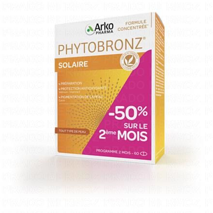 ARKOPHARMA Phytobronz préparateur solaire lot de 2 x 30 capsules (-50% sur le 2ème mois)