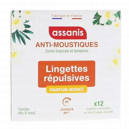 ASSANIS Anti-Moustiques Lingettes Répulsives x12