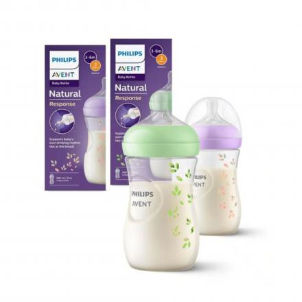 AVENT Biberon Natural response biberon t&eacute;tine silicone +1mois 260ml (d&eacute;cor&eacute;)