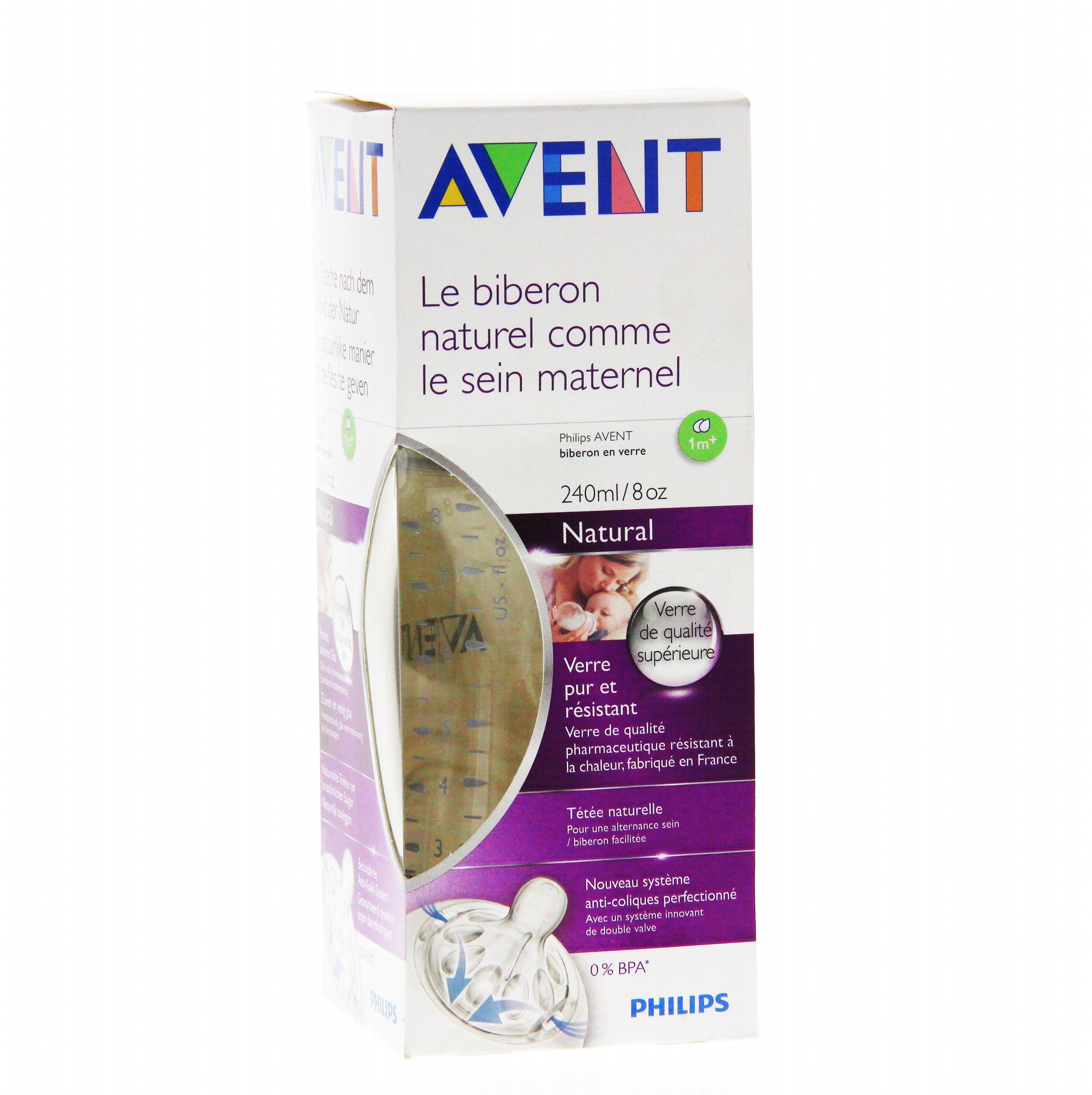 Avent Biberon en Verre Natural 1m+ 240ml