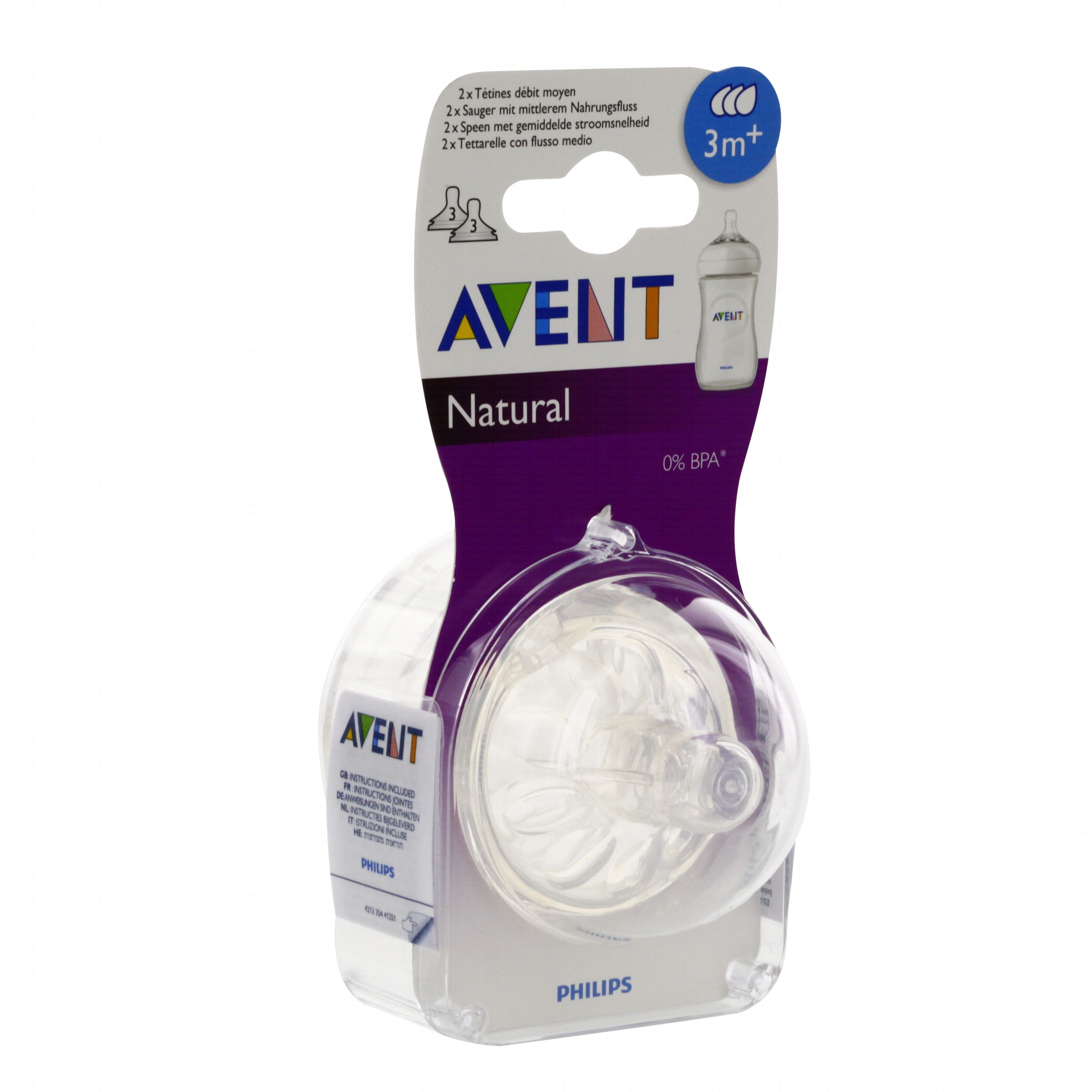 AVENT Natural tétines débit moyen lot de 2 - Parapharmacie Prado