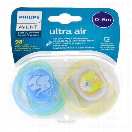AVENT Sucettes Ultra air 0-6m x2 (animal)