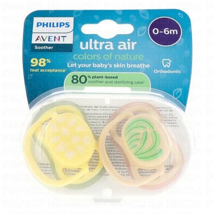 AVENT Sucettes Ultra air 0-6m x2 (colors of nature)