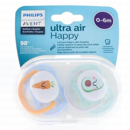 AVENT Sucettes Ultra air 0-6m x2 (happy)