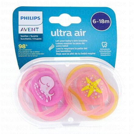 AVENT Ultra Air - Sucettes 6-18 mois (baleine / etoile)