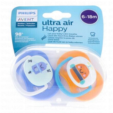 AVENT Ultra Air - Sucettes 6-18 mois (happy robots)