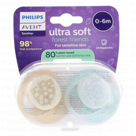 AVENT Ultra Soft - Sucettes 0-6 mois (forest friends)