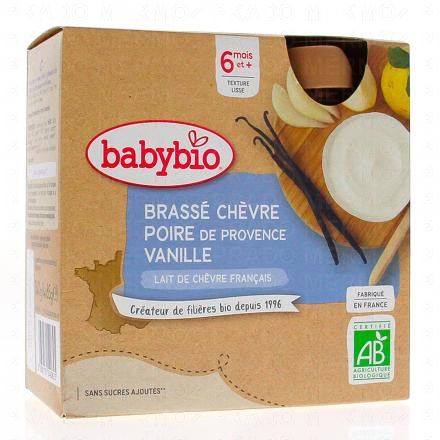BABYBIO Desserts lactés - Brassé chèvre poire vanille bio +6mois 4x85g