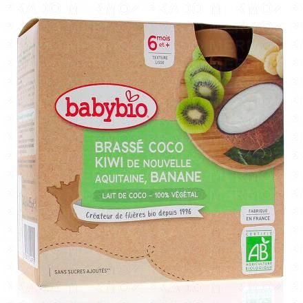 BABYBIO Desserts végétaux - Brassé coco kiwi banane bio +6mois 4x85g