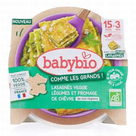 BABYBIO Comme les grands - Lasagnes veggie légumes et fromage de chèvre dès 15 mois 200g