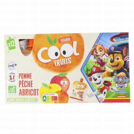 BABYBIO Cool fruits - Gourdes La Pat's Patrouille Pomme Peche Abricot (12 unités de 90g)