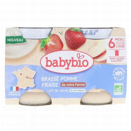 BABYBIO Desserts Lactés - Brassé Pomme Fraise 2x130g