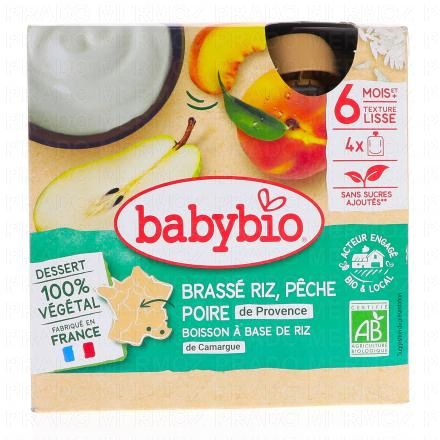 Desserts Végétaux - Gourdes Brassé riz, Pêche d'Occitanie, poire de Provence 4x85g dès 6 mois 3