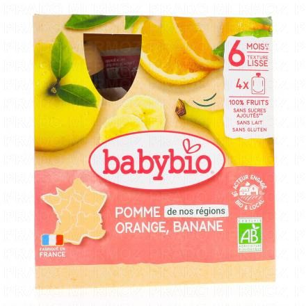 BABYBIO Fruits - Gourdes Pomme Orange Banane bio 4x90g dès 6mois