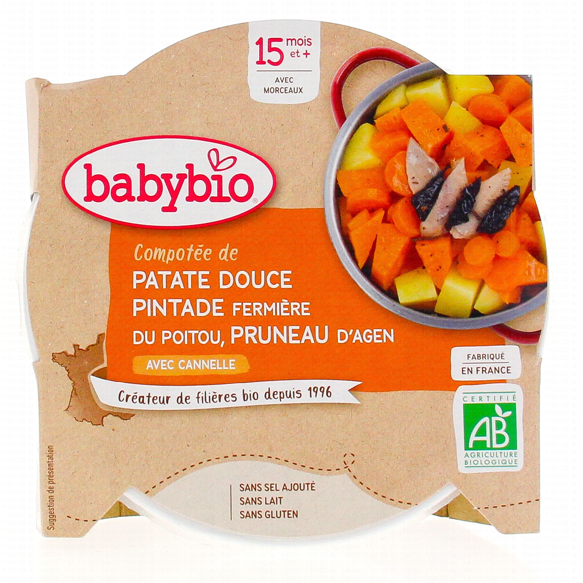 Babybio Repas Du Midi Petit Plat Compotee De Patate Douce Pintade Fermiere Pruneaux Des 15 Mois 260g Parapharmacie En Ligne Prado Mermoz