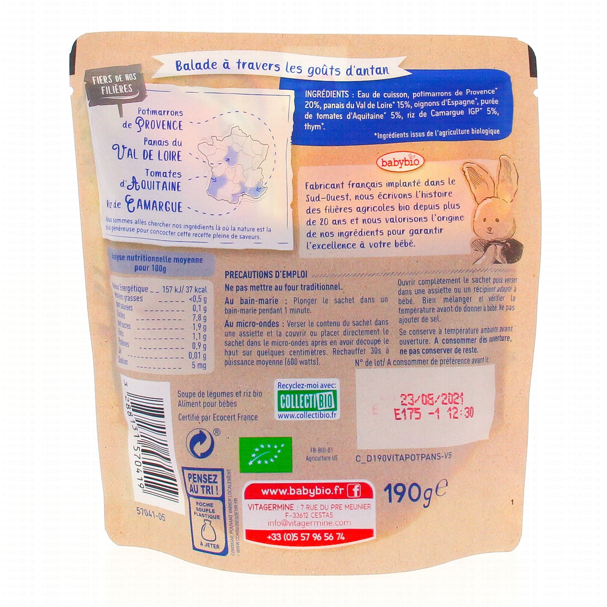 Babybio Repas Du Soir Petite Poche De Soupe De Potimarron Et Panais Des 6 Mois 190g Parapharmacie En Ligne Prado Mermoz
