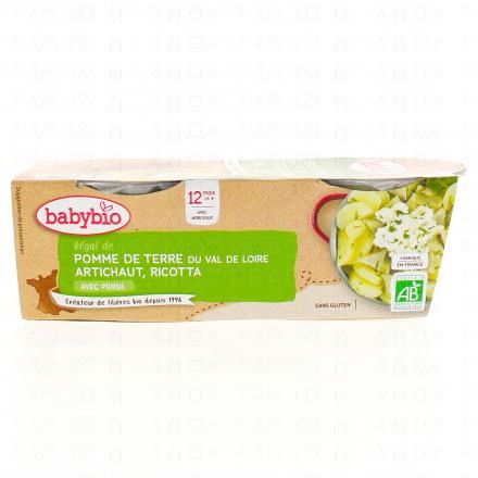 BABYBIO Légumes - Petits bols Régal de pommes de terre, artichaut, ricotta dès 12 mois 2x200g
