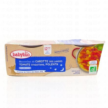 BABYBIO Repas du Soir - Petits bols carottes, tomates, polenta dès 12 mois 2x200g