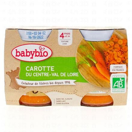 BABYBIO Légumes - Petits pots carotte dès 4 mois 2x130g
