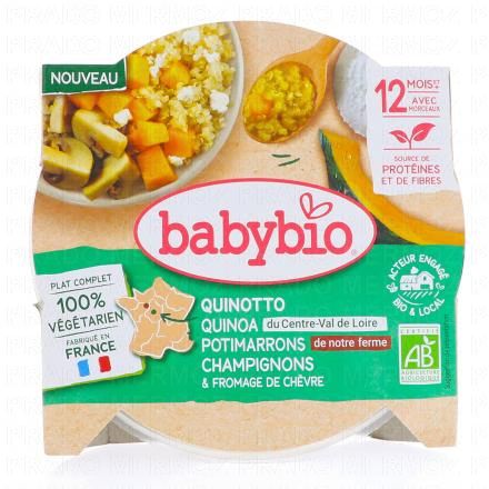 BABYBIO Végétal - Quinotto Quinoa Potimarrons Champignons Fromage de Chèvre +12 Mois Bio 230g