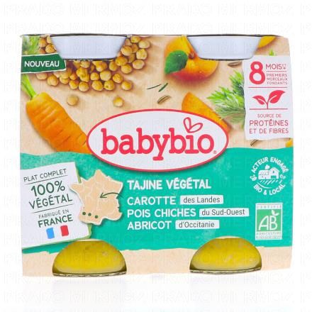 BABYBIO Végétal - Tajine Végétal Carotte Pois Chiches Abricot +8 Mois Bio 2x200 g